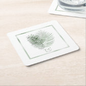 Lush Palm Leaf Wedding Moss Green/White ID956 Kartonnen Onderzetters (Schuin)