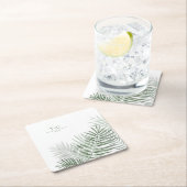 Lush Palm Leaf Wedding Moss Green/Wht ID956 Kartonnen Onderzetters (Insitu)