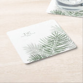 Lush Palm Leaf Wedding Moss Green/Wht ID956 Kartonnen Onderzetters (Schuin)