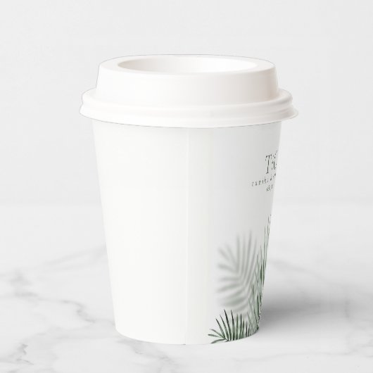 Lush Palm Leaf Wedding Moss Green/Wht ID956 Papieren Bekers (Rechts)