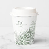 Lush Palm Leaf Wedding Moss Green/Wht ID956 Papieren Bekers (Voorkant)