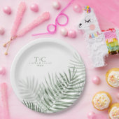 Lush Palm Leaf Wedding Moss Green/Wht ID956 Papieren Bordje (Feest)