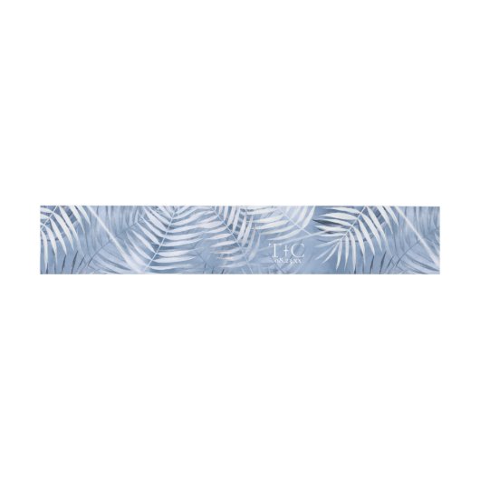 Lush Palm Leaf Wedding Pattern Blue ID956 Uitnodigingen Wikkel (Vlak)