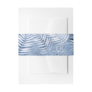 Lush Palm Leaf Wedding Pattern Blue ID956 Uitnodigingen Wikkel