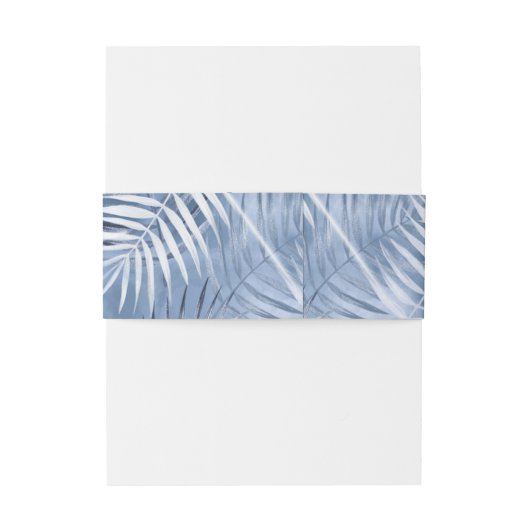 Lush Palm Leaf Wedding Pattern Blue ID956 Uitnodigingen Wikkel (Achterkant Voorbeeld)