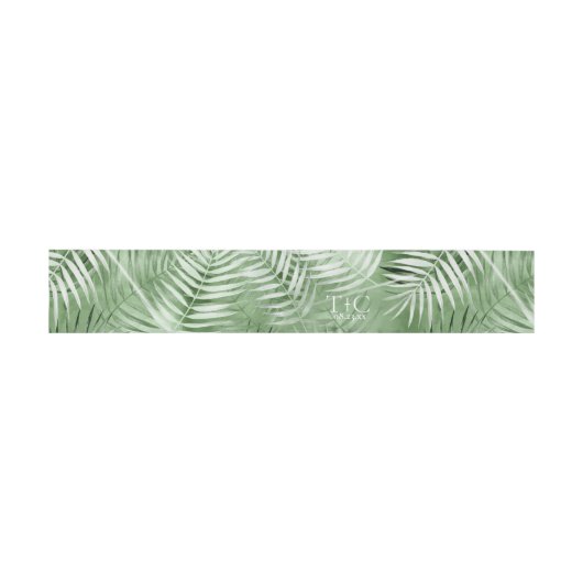 Lush Palm Leaf Wedding Pattern Moss Green ID956 Uitnodigingen Wikkel (Vlak)