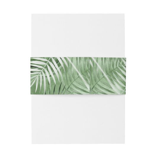 Lush Palm Leaf Wedding Pattern Moss Green ID956 Uitnodigingen Wikkel (Achterkant Voorbeeld)