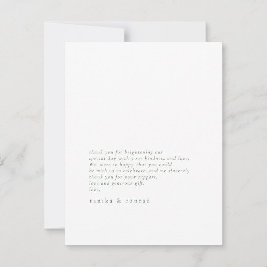 Lush Palm Leaf Wedding Photo Moss Green ID956 Bedankkaart (Achterkant)