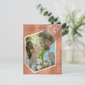 Lush Palm Leaf Wedding Photo Terra Cotta ID956 Bedankkaart (Staand voorkant)