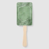 Lush Palm Leaf Wedding Program Moss Green ID956 Handwaaier (Voorkant)