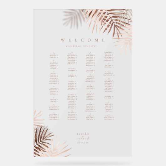 Lush Palm Leaf Wedding Seating Terra Cotta/W ID956 Acryl Bord (Voorkant)