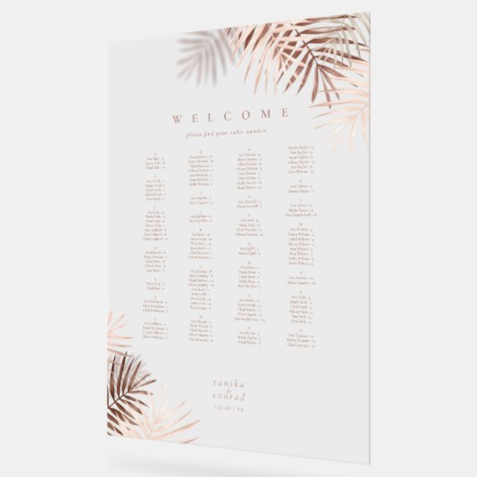 Lush Palm Leaf Wedding Seating Terra Cotta/W ID956 Acryl Bord (Hoek)