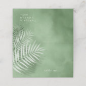 Lush Palm Leaf Wedding Table No. Moss Green ID956 Plaatskaartje (Buitenkant ongevouwen)