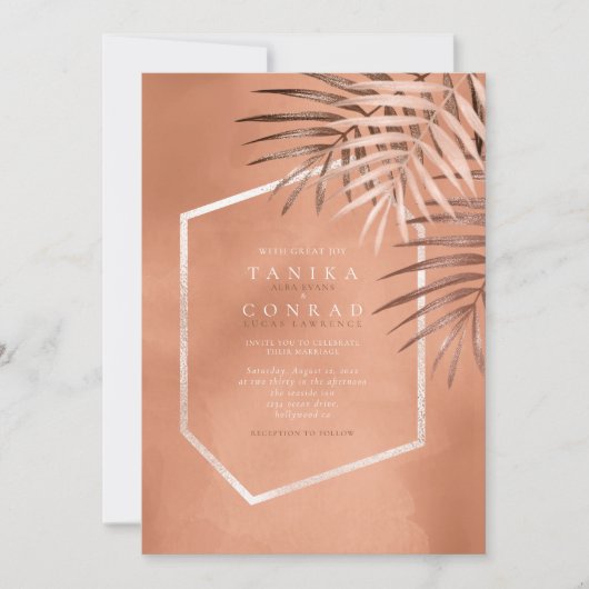 Lush Palm Leaf Wedding Terra Cotta ID956 (Voorkant)