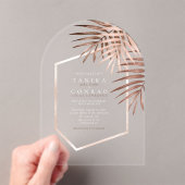 Lush Palm Leaf Wedding Terra Cotta ID956 Acryl Uitnodigingen (Insitu (Draagbaar))
