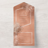 Lush Palm Leaf Wedding Terra Cotta ID956 All In One Uitnodiging (Binnen)