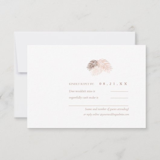 Lush Palm Leaf Wedding Terra Cotta ID956 RSVP Kaartje (Achterkant)