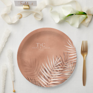 Lush Palm Leaf Wedding Terra Cotta V2 ID956 Papieren Bordje