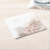 Lush Palm Leaf Wedding Terra Cotta/Wht ID956 Kartonnen Onderzetters (Schuin)