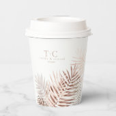 Lush Palm Leaf Wedding Terra Cotta/Wht ID956 Papieren Bekers (Achterkant)