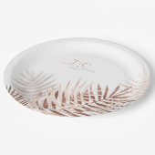 Lush Palm Leaf Wedding Terra Cotta/Wht ID956 Papieren Bordje (Gekanteld)