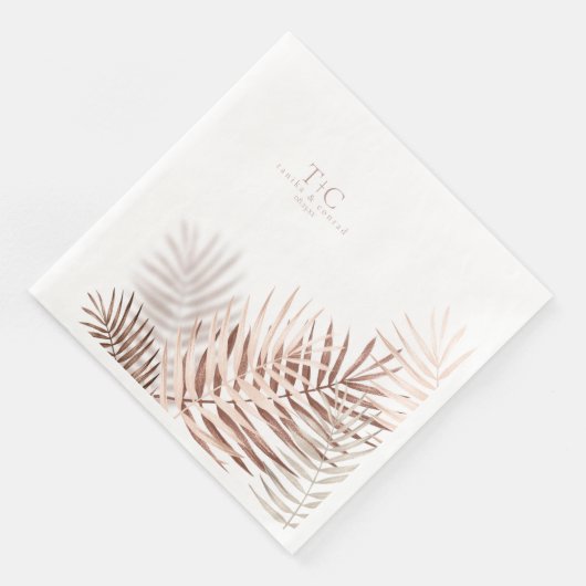 Lush Palm Leaf Wedding Terra Cotta/Wht ID956 Servet (Hoek)