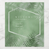 Lush Palm Leaf Wedding Welcome Moss Green ID956 Wijn Etiket (Enkel label)