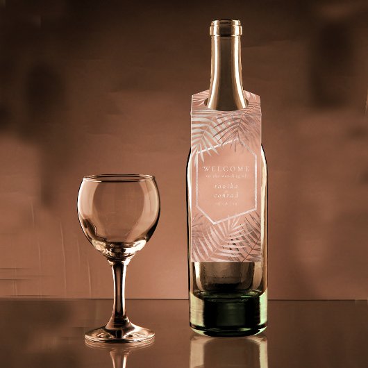 Lush Palm Leaf Wedding Welcome Terra Cotta ID956 Flessenhanger