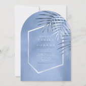 Lush Palm Leaf Wedding Windsor Blue Arch ID956 Kaart (Voorkant)