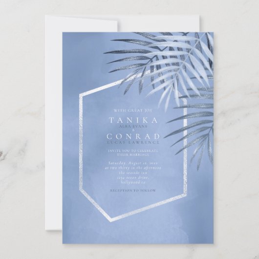 Lush Palm Leaf Wedding Windsor Blue ID956 (Voorkant)