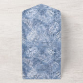Lush Palm Leaf Wedding Windsor Blue ID956 All In One Uitnodiging (Buitenkant)