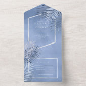 Lush Palm Leaf Wedding Windsor Blue ID956 All In One Uitnodiging (Binnen)