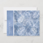 Lush Palm Leaf Wedding Windsor Blue ID956 Bedankkaart (Voorkant)