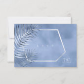 Lush Palm Leaf Wedding Windsor Blue ID956 RSVP Kaartje (Voorkant)