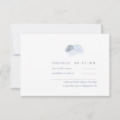 Lush Palm Leaf Wedding Windsor Blue ID956 RSVP Kaartje (Achterkant)