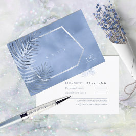 Lush Palm Leaf Wedding Windsor Blue ID956 RSVP Kaartje