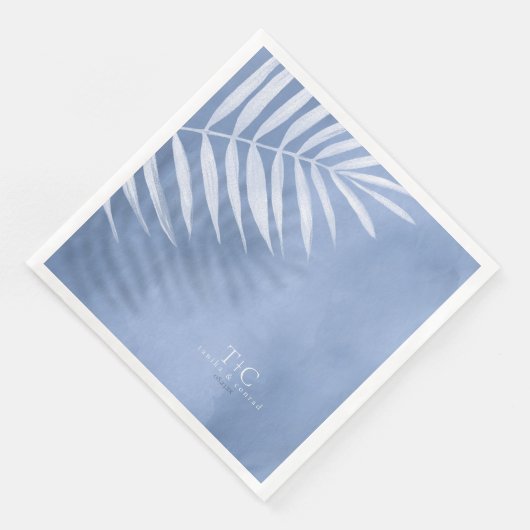 Lush Palm Leaf Wedding Windsor Blue V3 ID956 Servet (Hoek)