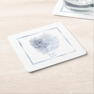 Lush Palm Leaf Wedding Windsor Blue/White ID956 Kartonnen Onderzetters
