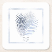 Lush Palm Leaf Wedding Windsor Blue/White ID956 Kartonnen Onderzetters (Voorkant)