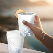 Lush Palm Leaf Wedding Windsor Blue/Wht ID956 Papieren Bekers