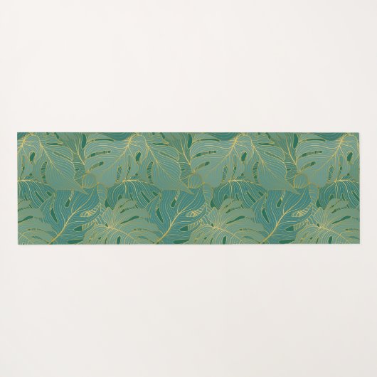 Lush palmbladeren patroon in groen en goud yogamat (Achterkant (horizontaal))
