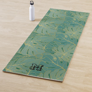 Lush palmbladeren patroon in groen en goud yogamat