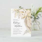 Lush Palms en Pampas Grass Boho Micro Wedding Kaart (Staand voorkant)