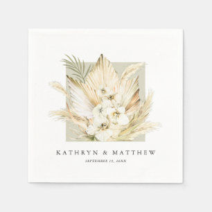 Lush Pampas Grass Classy Boho Wedding Napkins Servet