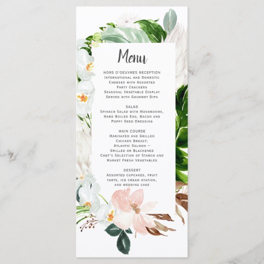 Lush Paradise Tropical Floral Wedding Menu (Voorkant)
