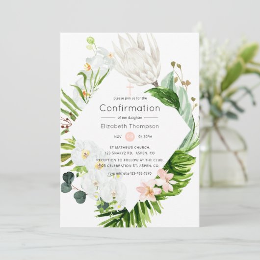 Lush Paradise tropische bloemen bevestiging Kaart (Staand voorkant)