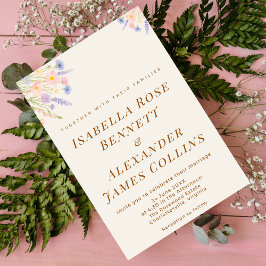 Lush Pastel Wildflower Corner Bouquet Watercolor  Kaart