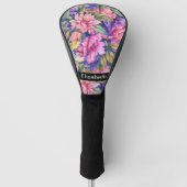 Lush Pink and Purple Flowers Personalized Golfheadcover (Voorkant)