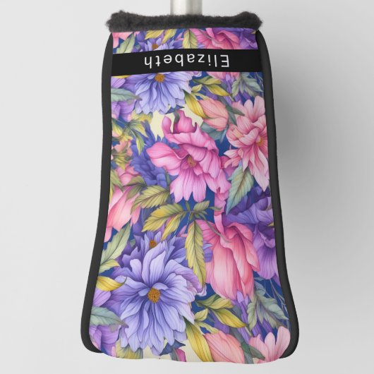 Lush Pink and Purple Flowers Personalized Golfheadcover (Draai 90)