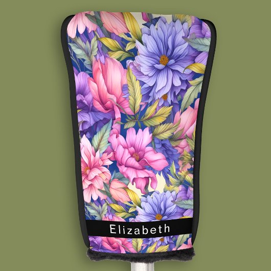 Lush Pink and Purple Flowers Personalized Golfheadcover